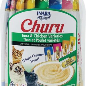 INABA Churu - Puré Cremoso Natural de Atún y Pollo para Gatos (50 Tubos)