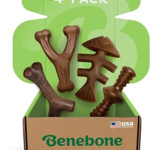 Benebone Multipack - Paquete de 4 Juguetes Masticables con Sabores Reales