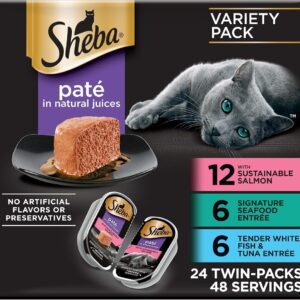 Sheba Perfect Portions Paté - Paquete Variado de Pollo, Pavo y Res para Gatos