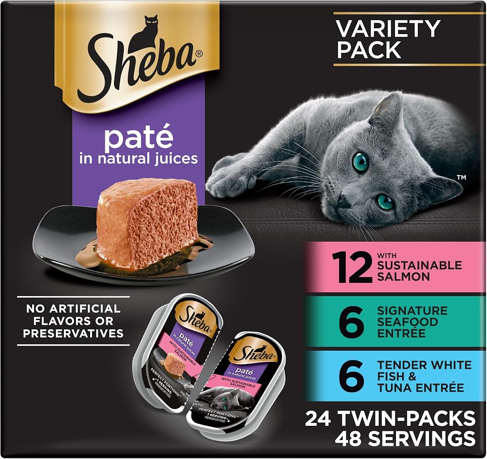 Sheba Perfect Portions Paté - Paquete Variado de Pollo, Pavo y Res para Gatos