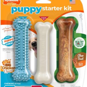 Nylabone Puppy Starter Kit - Set de 3 Huesos Dentales para Cachorros