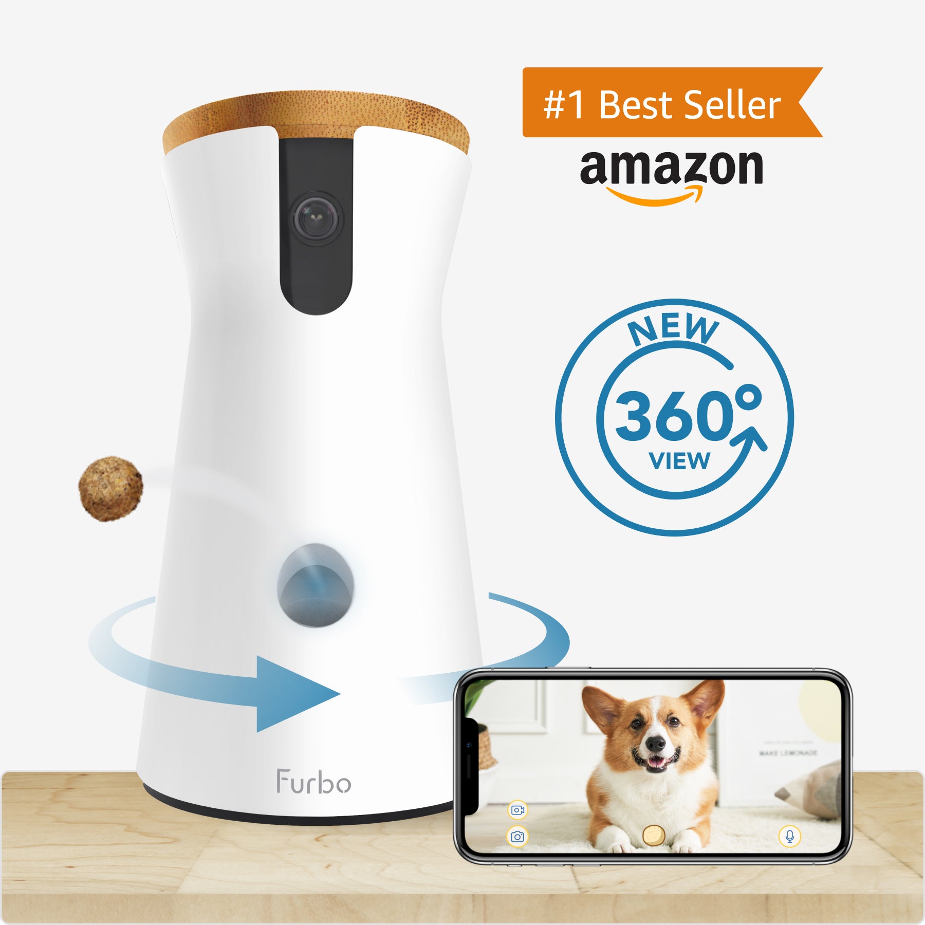 Cámara inteligente Furbo 360° para perros con vista panorámica y app móvil